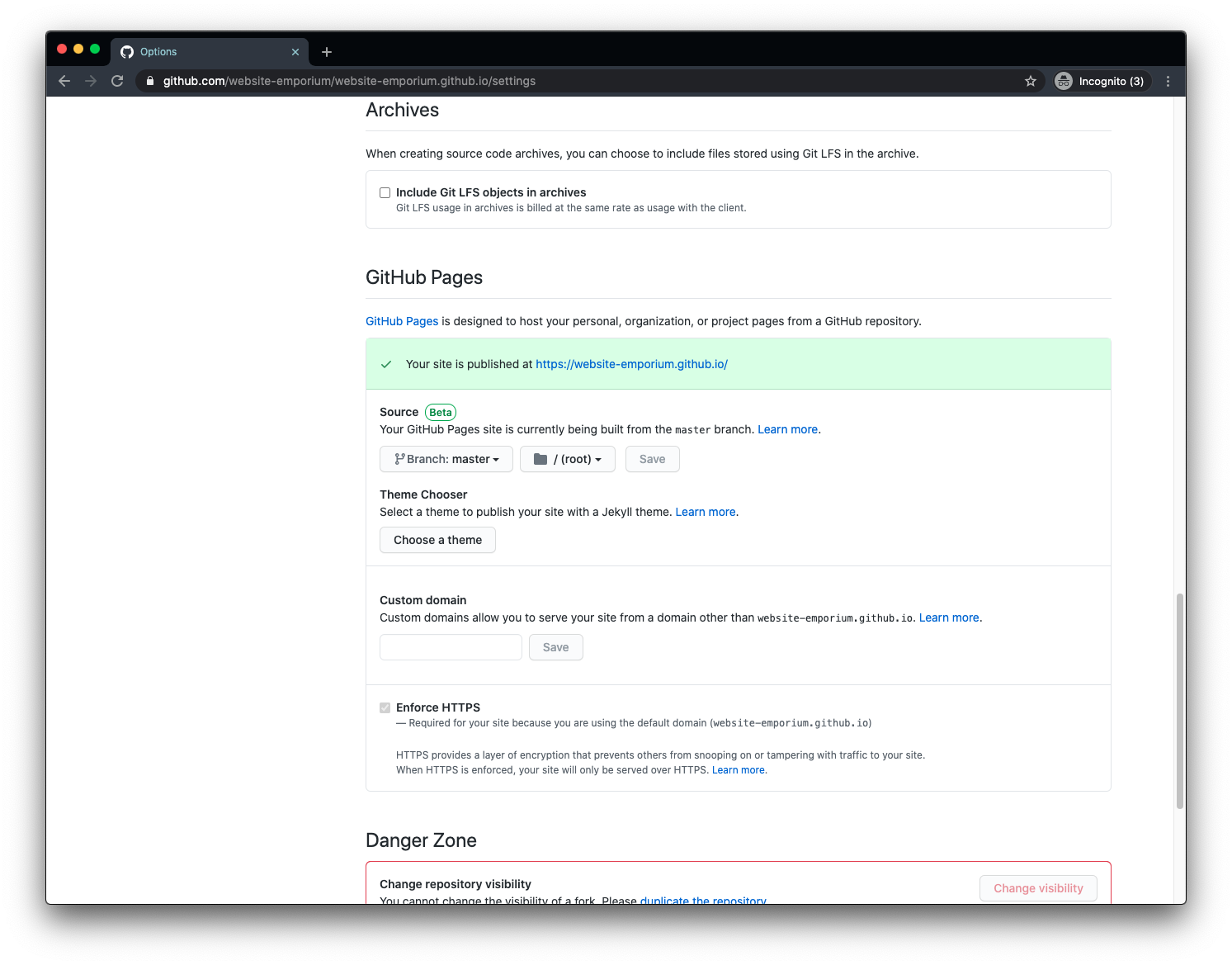 Github letting someone know that their repository has been deployed through Github pages
