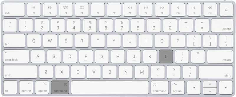 A keyboard showing the CMD + L Shortcut